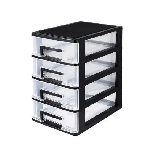 Produktbild: BESPORTBLE Schubladenbox Vierschichtiger Schrank Schublade Schrank Tragbare Multifunktionale Staubdichte Lagerregal Organizer ?Bel Schubladenbox A4