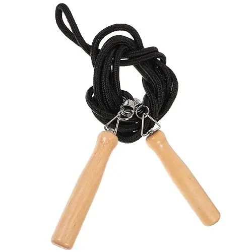Produktbild: BESPORTBLE Springseil Kinder-Springseil Verstellbares Baumwoll-Springseil Mit Holzgriff Sportausrüstung Für Jungen Und Mädchen Fitness-Übungen Im Freien Schwarz 142 X 2 Cm