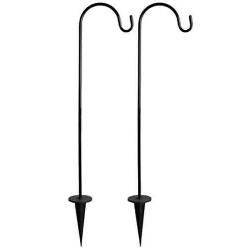 Produktbild: BESPORTBLE Stücke Garten Schäferhaken 62cm Schäferstab Gartenflaggenständer Metall Gartenstab mit Haken Blumenampel Halterung für Hochzeit Rasen Solarleuchten Weihnachten Beleuchtung Laterne