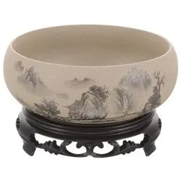 Produktbild: BESPORTBLE Sukkulententöpfe 7 Zoll Runder Flacher Übertopf Lotusschale Große Bonsai-Töpfe Mit Ständer Chinesische Chinoiserie-Vase Für Zimmerpflanzen Große Kaktusblüten-Keramik