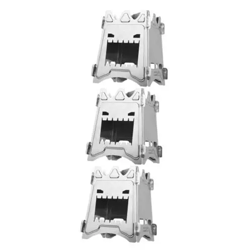 Produktbild: BESPORTBLE Tragbar 3 Stk Kochutensilien aus Edelstahl Brennholz-Backofen Outdoor-Kochzubehör Rucksackkocher Campingkochgeschirr Campingkocher Outdoor-Camping-Kochgeschirr Holzofen Herd Grill