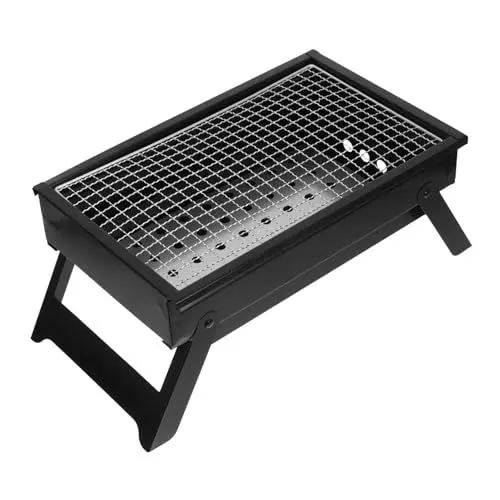 Produktbild: BESPORTBLE Faltbarer Holzkohlegrill Aus Edelstahl Für Outdoor-camping Tragbarer Bbq Grill Mit Abziehbarem Kohlekasten Für Personen Leicht Zu Reinigen Und Vielseitig Einsetzbar