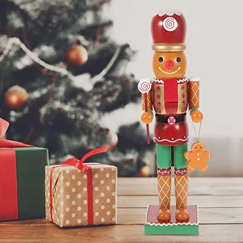 Produktbild: BESPORTBLE Weihnachts-Nussknacker Aus Holz Lebkuchenmann Handgefertigter Nussknacker Aus Holz Weihnachtshandwerk Aus Holz Nussknacker-Marionettenornament