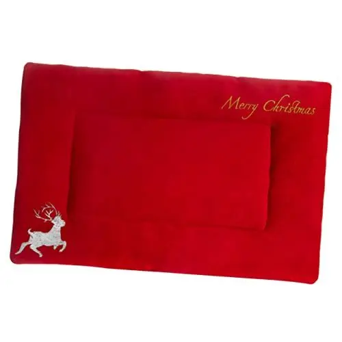 Produktbild: BESPORTBLE Weihnachtsmatte Für Haustiere Plüsch Haustierbetten Weihnachtskatzenbett Dicke Matratzenauflage Voll Geschwollene Bettdecke Bettkissen Für Hundekisten Hund Warmes Nest Stoff Rot