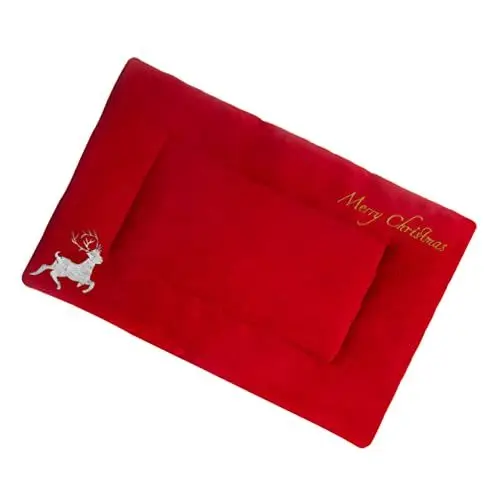Produktbild: BESPORTBLE Weihnachtsmatte für Haustiere bettkissen für hundekisten Haustierbetten für kleine Hunde Katzenbetten pet Heating pad hundematratze Katze matratze Bett Hunde Wärmebett Plüsch- rot