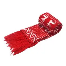 Produktbild: BESPORTBLE Weihnachtsschal Winter Gestrickter Schal Rentier Schneeflockenmuster Dicke Lange Schals mit Langer Quaste Weihnachtsstrumpf Füllstoffe