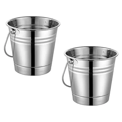 Produktbild: BESPORTBLE Weinkühler 2Pcs Metall Eimer Eimer Metall Getränk Kühler Mini Eimer für Party Getränke Lebensmittel Tabelle Liefert Silber 2L Flaschenkühler