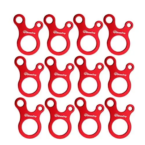 Produktbild: BESPORTBLE Zelt Zum Campen 12-Teiliger Zeltseilspanner aus Aluminiumlegierung 3-Loch-Abspannhaken mit Schnurverschluss für Wandercamping (Rot) Outdoor-Werkzeuge