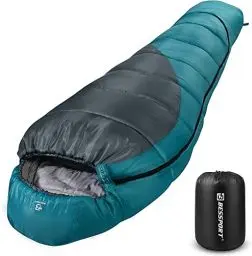 Produktbild: Bessport Schlafsack Winter Outdoor, 10 °C - 7 °C Mumieschlafsack für 3-4 Jahreszeiten, 400g/㎡ Winterschlafsack, Kleines Packmaß & Ultraleicht Schlafsack,Camping und Trekking