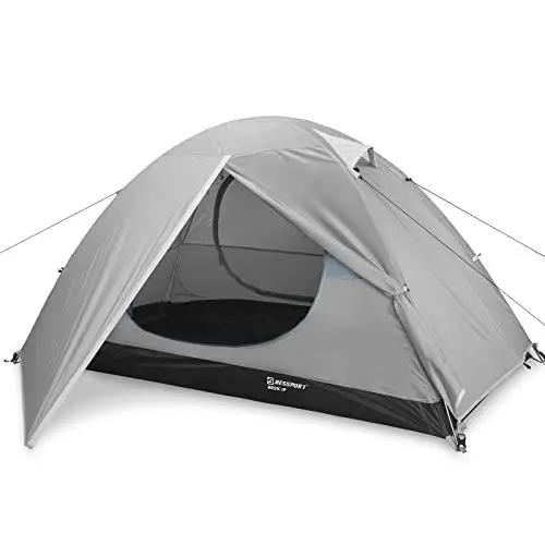 Produktbild: Bessport Zelt 1 & 2 & 4 Personen Ultraleichte, 3-4 Saison Wasserdicht & Winddicht Kuppelzelt, Kleine Packungsgröße, Geeignet für Erwachsene, Wandern, Camping, Outdoor (1 Person- Grau)