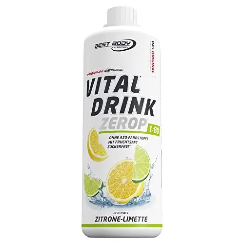 Produktbild: Best Body Nutrition Vital Drink ZEROP® - Zitrone-Limette, Original Getränkekonzentrat - Sirup - zuckerfrei, 1:80 ergibt 80 Liter Fertiggetränk, 1000 ml