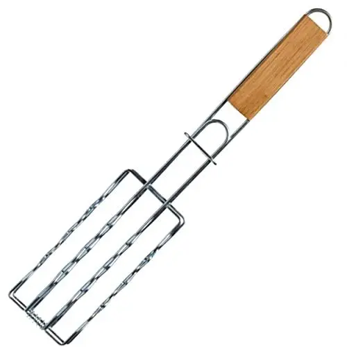 Produktbild: BEST SPORTING Bratwürstchenwender Wurstwender I Gemüse Griller I 8 x 19 (44,5 mit Griff) I Grillwender I Grillkorb I Grill I Grill-Zubehör Fischgriller I BBQ Set I Grillhalter I Grillgutwender