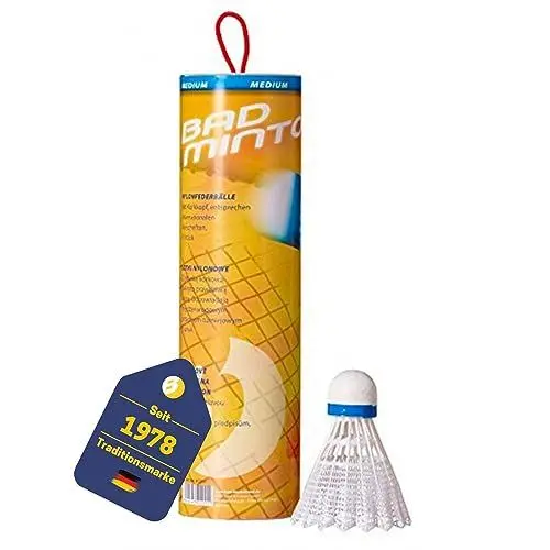 Produktbild: BEST SPORTING Badminton Bälle Set – 6er Federbälle aus Nylon oder echten Federn – Medium, Fast oder Turnierqualität mit Korkkopf (Medium)