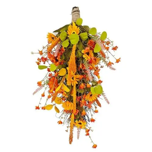 Produktbild: BestAlice 21,7 Zoll Künstliche Herbstkränze für die Haustür, Tropfenförmiger Herbst-Türkranz, Halloween-Kranz, Thanksgiving-Kränze, Kürbiskranz, Heim-Wanddekoration