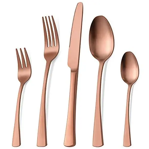 Produktbild: Bestdin Besteck Set 6 Personen, 30 teilig Edelstahl Besteckset Roségold Matt Essbesteck Set mit Messer Gabel Löffel, Hochwertiges Edelstahlbesteck, Spülmaschinenfest.