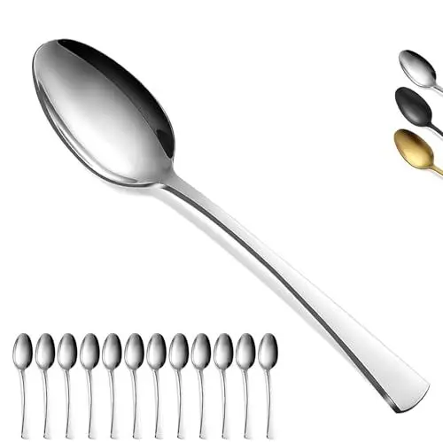 Produktbild: Bestdin Kaffeelöffel 12 Stück, Edelstahl Teelöffel Dessertlöffel, 13,7cm (5,39 inch) Espressolöffel, Teelöffel für Haushalte, Restaurants, Kaffeehäuser, Spülmaschinenfestt, Silber