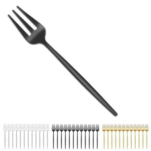 Produktbild: Bestdin Kuchengabeln 12 Stück, Edelstahl Gabeln Set 13.5cm(5.3 inch), Mattschwarze Gabel, Dessertgabeln, Kindergabel Geeignet für Hause/Restaurants/Partei, Spülmaschinenfest
