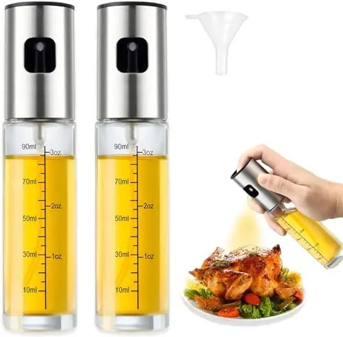 Produktbild: Bestdin Ölsprüher für Speiseöl, 2 Stück 100 ml Multifunktionaler Ölsprüher, Transparen Glas Ölspray Zum Kochen, Professioneller Öl sprühflasche für Kochen, Salat, Grill, Heißluftfritteuse