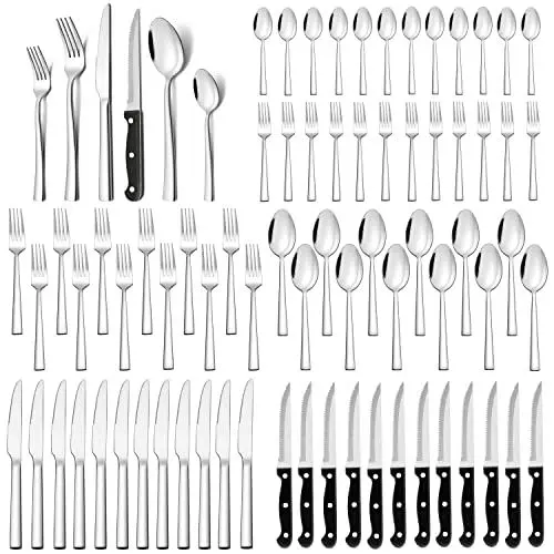Produktbild: Besteck Set 12 Personen, Joyfair 72-teilig Edelstahl Besteckset mit Steakmesser, Hochglanzpoliertes Essbesteck , Modernes & Elegantes Tafelbesteck für Zuhause/Restaurant/Hotel, Spülmaschinenfest