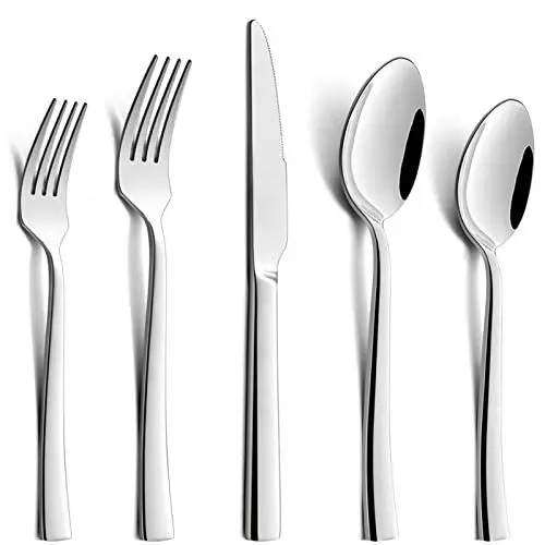 Produktbild: HaWare Besteck Set, 60-teiliges Besteckset für 12 Personen mit Messer Gabel Löffel, Edelstahl Essbesteck für Familie/Party/Hotel/Restaurant, Hochglanzpoliert & Spülmaschinenfest