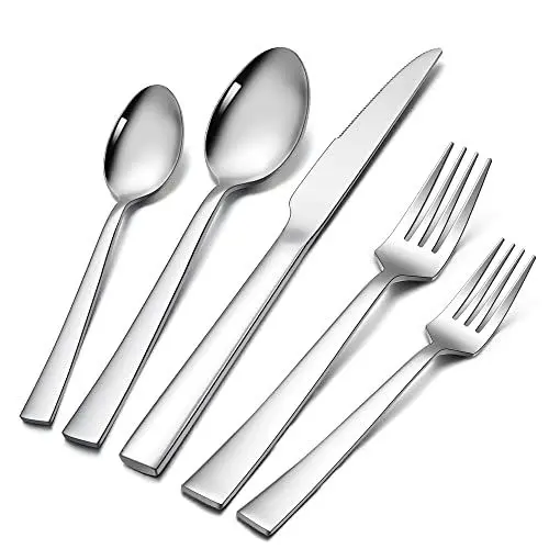 Produktbild: Besteck Set, Herogo 20-teilig Edelstahl Besteckset für 4 Personen, Silber Messer Gabel Löffel Set, Poliert Essbesteckset für Familie/Party/Restaurant, Rostfrei & Spülmaschinenfest