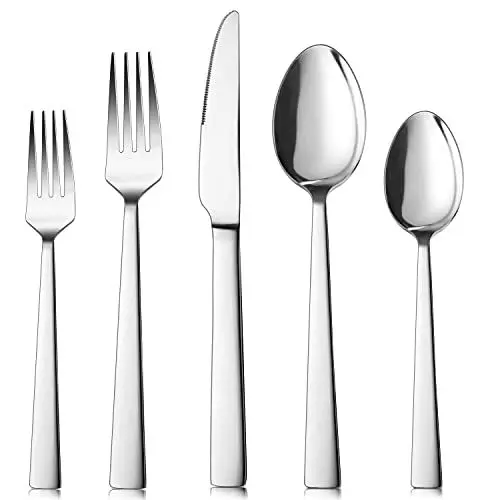Produktbild: Besteck Set, Herogo 30 Teiliges Edelstahl Besteckset für 6 Personen, Silber Essbesteckset für Familie/Party/Hotel, Tafelbesteck mit Messer Gabel Löffel, Hochglanzpoliert, Spülmaschinenfest