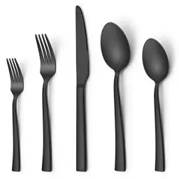 Produktbild: Besteck Set, Joyfair 30-teiliges Schwarzes Matt Besteckset für 6 Personen, Edelstahl Essbesteck mit Messer Gabel Löffel, Elegantes Tafelbesteck für Familie/Party/Hotel, Langlebig & Rostfrei