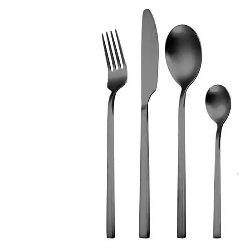 Produktbild: Besteckset aus Edelstahl, Gabeln, Messer, Esslöffel und Teelöffelbesteck (Size : (Black)48pcs)