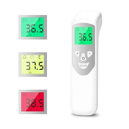 Produktbild: BESTEK Fieberthermometer Kontaktlos Stirnthermometer, Digitales Infrarot Thermometer für Erwachsene Baby mit Genaue Messungen, Fieberalarm, LCD Anzeige, Schalter °C oder °F, 32 Speicherabruf, Weiß
