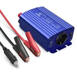 Produktbild: BESTEK Konverter 12 V 220 V 240 V 500 W Metall Wechselrichter 12 V 230 V Reisetransformator mit 2 USB-Ports 5 V/4,8 A und einem Paar Batterieclips mit 1 AC-Steckdose und 2 Sicherungen für Auto Boot