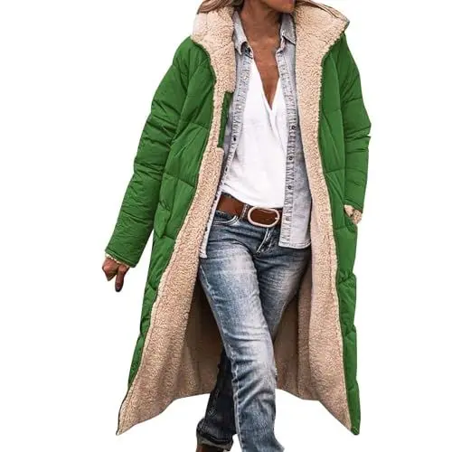 Produktbild: 50 Cent Artikel, Blitzangebote, Winterjacke Damen Warm Gefüttert Modischer Warmer Wintermantel Für Damen Doppelseitig Langärmelig Daunenjacke Mit Kapuze Weste Fell Damen, Prime Deals
