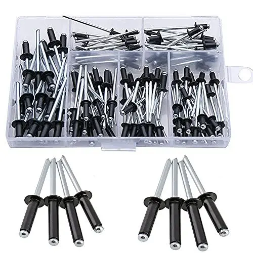 Produktbild: Bestgle Solide Nieten, flach, 120 Stück, Aluminium-Nieten-Set, mit M2.4 M3 M3.2 M4 Blindnieten