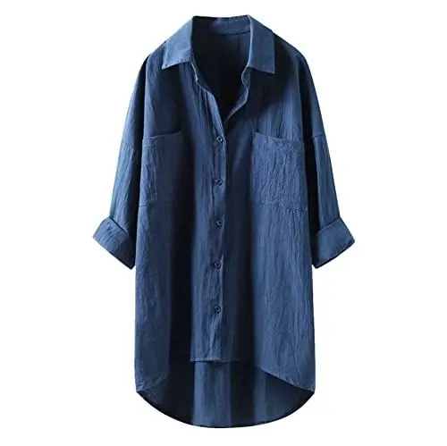 Produktbild: Generisch Sommer blusen Damen leicht leinen Bluse longarm Damen elegant festlich XXL blusentops Damen elegant Kurzarm Carmenbluse schulterfrei rot Long Bluse Damen Long Kurzarm