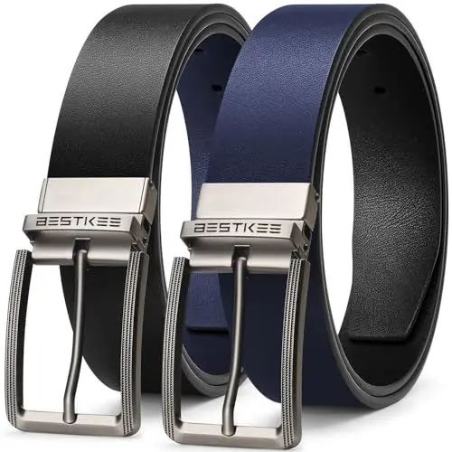Produktbild: BESTKEE Gürtel Herren, Ledergürtel herren, 35mm Herrengürtel, Männer gürtel, Anzuggürtel, Jeansgürtel für Männer, Ein Gürtel Wendbar Zwei Farben