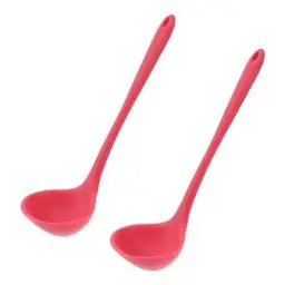 Produktbild: BESTONZON 2 St¨¹cke Silikon Suppenkelle Kochl?ffel Flexible Hitzebest?ndige Pfannen (Rot)