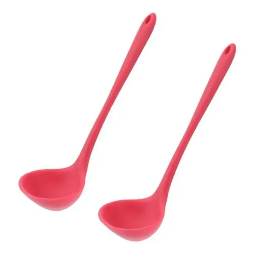Produktbild: BESTONZON 2 St¨¹cke Silikon Suppenkelle Kochl?ffel Flexible Hitzebest?ndige Pfannen (Rot)