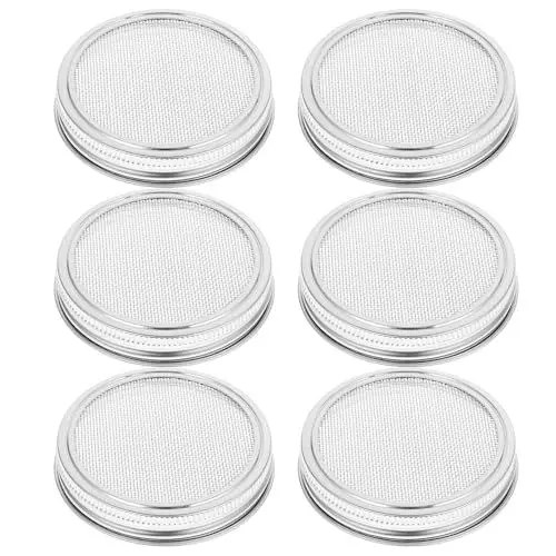 Produktbild: BESTONZON 6 Stück Sprossengläser Deckel Edelstahl Jar Deckel Sieb 86mm Samen Sprießen Bildschirm für Wide Mouth Gläser