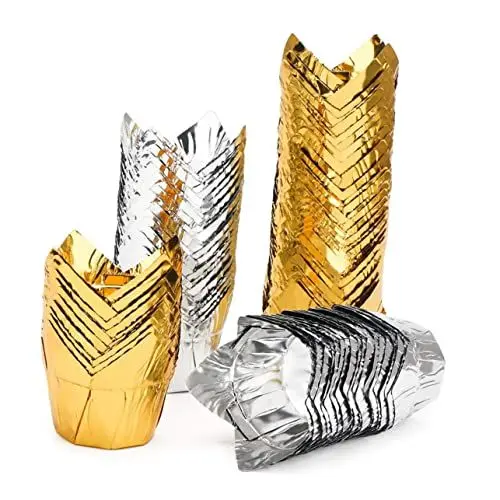 Produktbild: BESTonZON 100stücke Muffin Cup Papierformen Hitzebeständige Kuchenhalter Für Geburtstagsfeiern Hochzeiten Und Besondere Anlässe Silber Praktisches Backzubehör Für Kreative Desserts