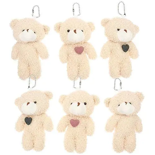 Produktbild: BESTonZON 12St Teddybär-Puppe Bärenfiguren Mini-Tierspielzeug Plüschtier Spielzeuge Plüschbär Bären-Partydekoration Füllung Charme Schlüsselanhänger Schlüsselbund Baby Geschenk PP Baumwolle