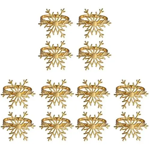 Produktbild: BESTonZON 12 Stk Schneeflocke Serviettenringe Weihnachten Serviettenhalter Ringe Serviettenringhalter Für Weihnachten Diamant-serviettenringhalter Legierung Bankett Gold Weihnachtsutensilien