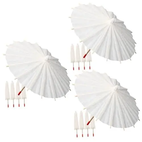 Produktbild: BESTonZON 15 Stk Leerer Ölgemälde-regenschirm Hochzeit Braut Regenschirm Hochzeitsprogramm Papier Aus Papier Weiß Japanischer Regenschirm Kind Hochzeitsfoto Holz