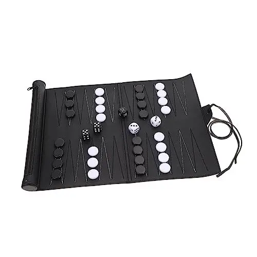 Produktbild: BESTonZON 1Stk Backgammon-Brett Spiel faltbares Schachbrett Anfänger Schachbrett Reiseschach Kinder Schachbrett schachkassette Schach Versorgung Internationales Schachbrett Pu Black