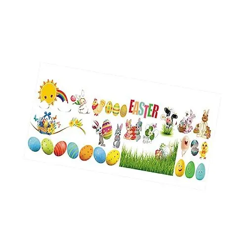 Produktbild: BESTonZON 1 Blatt wandtattoo osterei Ostern-Wanddekoration wandtattoo osterkaninchen kinder dekor Aufkleber wandtattoo ostern dekor Kinderzimmer Wandgemälde Kühlschrankmagnet Eier schmücken