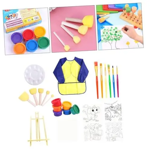 Produktbild: BESTonZON Kunst-malset für Jungen und Mädchen 28-teiliges Aquarellfarben-set Tragbare Staffelei für Jungen und Mädchen