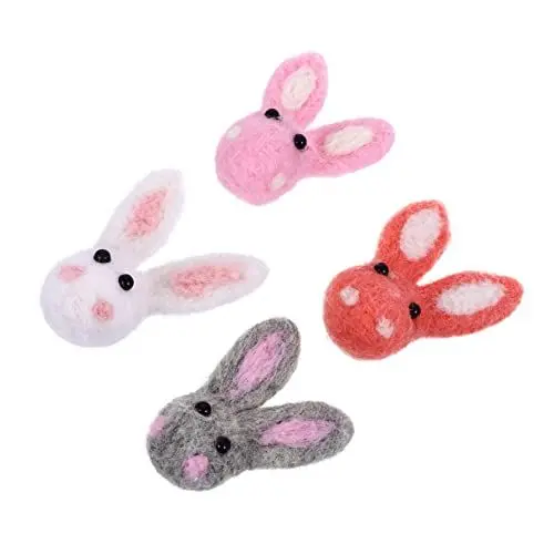Produktbild: BESTonZON Osterzubehör: 4er-Pack Mini-Hasen Aus Wollfilz Party-Dekoration Zufällige Farbe