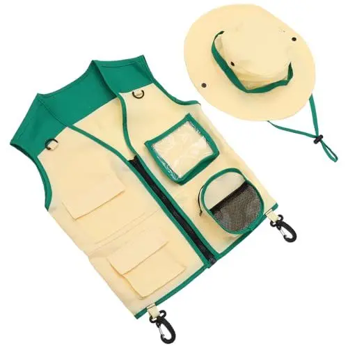 Produktbild: BESTonZON 1 Satz Entdeckerkleidung Jays Bucket Hat Sonnenhut Campingstuhl Bausatz Visier -kit Kinderstuhl Kinderfernglas Für Jungen Fänger Bausätze Mütze Polyester Green