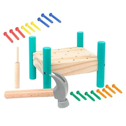 Produktbild: BESTonZON 1 Satz Klopfspielzeug Klopfspiel Spielzeug Lernspielzeug für Kinder passendes Spielzeug kinderwerkbank werkbänke für Kinder Holzspielzeug Hammer- und Stampfspielzeug hölzern Green