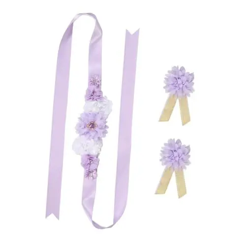 Produktbild: BESTonZON 1 Satz Mutterschaftsgürtel Umstandsgürtel Babyparty-Umstandsschärpe Schwangerschaftsband Babypartyschärpe für Mama Schwangerschafts-Schärpengürtel für die Babyparty Schleife Violet