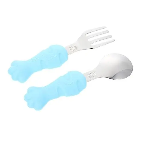 Produktbild: BESTonZON 1 Satz Spork Mit Kurzem Griff Lernlöffel Bagger Für Kinder Kinderbesteck Löffel Kinder-fütterungsset Geschirrset Für Kinder Babybesteck Essen Geschirr Blue Kieselgel