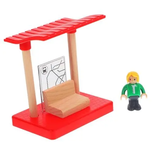 Produktbild: BESTonZON 1 Satz Straßensperren-gleisspielzeug Eisenbahnset Aus Holz Spielzeugzug Bahnhof Aus Holz Eisenbahntunnelmodell Bahnsteig Aus Holz Gleismechanikerstation Spur Kind Gebaut